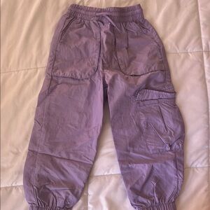 Kids Lavender Cargo Joggers with Elastic Waist